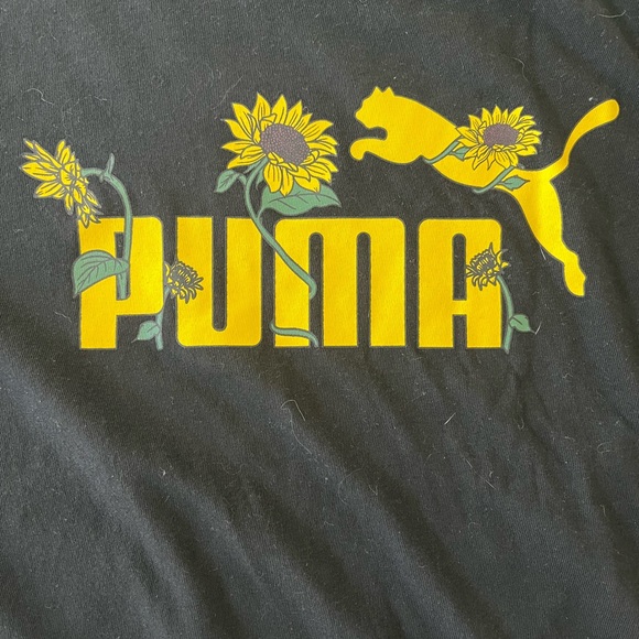 Women’s Large Puma CropTop in Black Sunflower Puma Logo NEW Excellent Condition - Picture 3 of 9